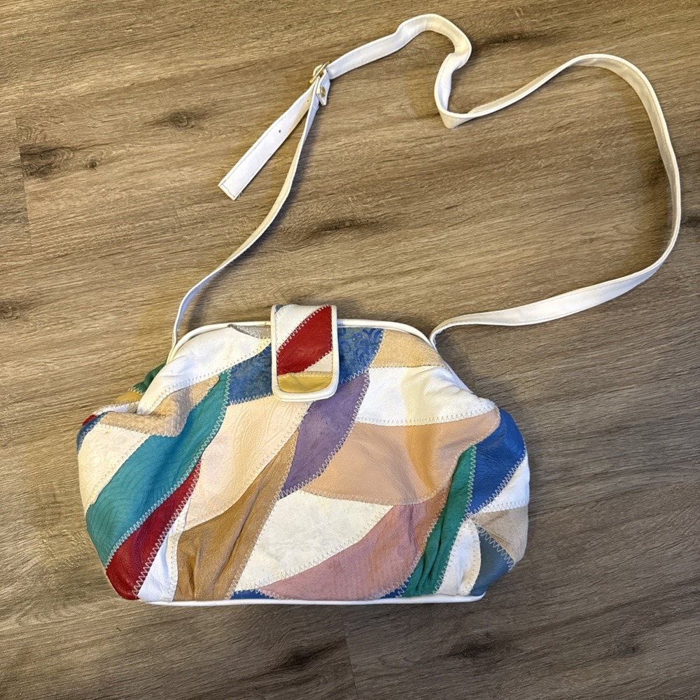 Vintage Multicolor Patchwork Leather Shoulder Bag‎